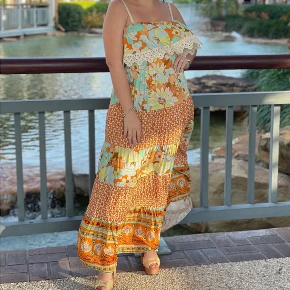 Dresses | Italian Linen Flower Maxi Dress | Poshmark
